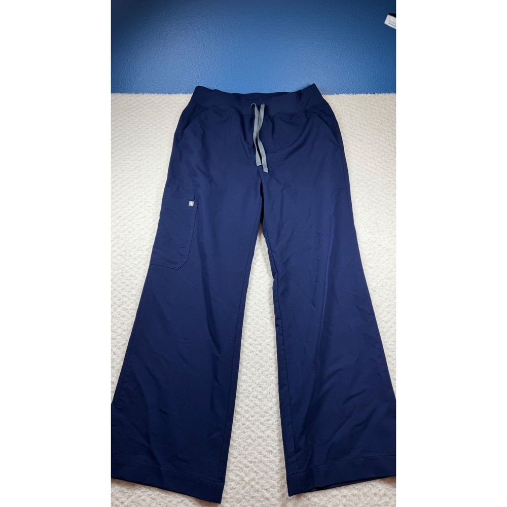 FIGS Women's Technical Collection wide Scrub Pants Navy Solid size L Isabel
